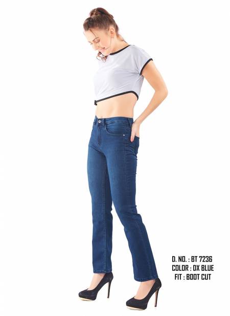 New Stylish Jeans Fancy Wear Boot Cut Pant Collection BT 4114 Blue DX